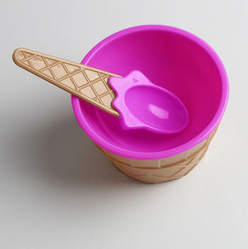 6 Χρώματα 1 τμχ Χρώμα χαριτωμένα φλιτζάνια παγωτού Παιδικά μπολ με παγωτό Σετ κουταλιού Παιδικό δώρο Μπολ Επιδόρπιο Play House Toy Diy Εργαλεία κουζίνας
