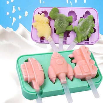 1 τμχ Φόρμα παγωτού σιλικόνης DIY Καλούπια για Popsicle Cute Cartoon φόρμα παγωτού με PP Sticks Ice Pop Maker Mold Kitchen Gadgets