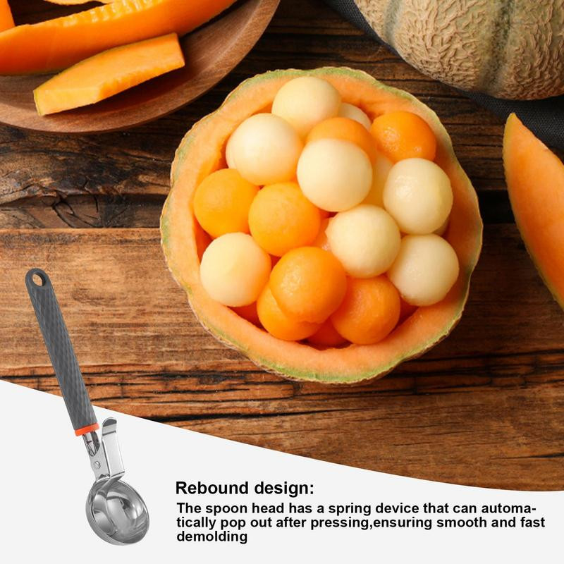 Metallist jäätiselusikas ja küpsiselusikas Suurus Päästikuga küpsise lusikas Melon Baller roostevabast terasest tainalusikas Köögitööriistad