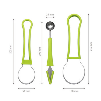 Комплект за резба на плодове 4 в 1 Стоманена топка за пъпеш Лопатка за премахване на семки Нож за диня Изкопайте сепаратор за пулпа Аксесоари за декорация на плодове