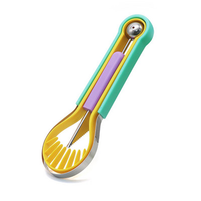 Neli-ühes puuvilja nikerdamise komplekt terasest melonipallist seemnete eemaldaja arbuusi nuga kaevamismassi eraldaja puuviljade kaunistustarvikud