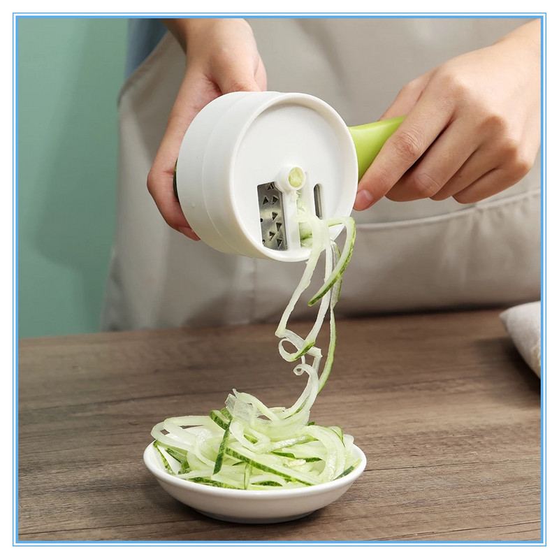 Daržovių pjaustyklės Įrankiai Spiralinis skustukas, trintuvas, spiralės, cukinijų spagečių salotų gamintojas Makaronai, spiralizatorius, nerūdijantis plienas