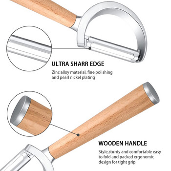 Премиум белачка за зеленчуци и плодове, дървена дръжка и ултра остри остриета от неръждаема стомана - за зеленчуци, картофи, моркови, ябълки