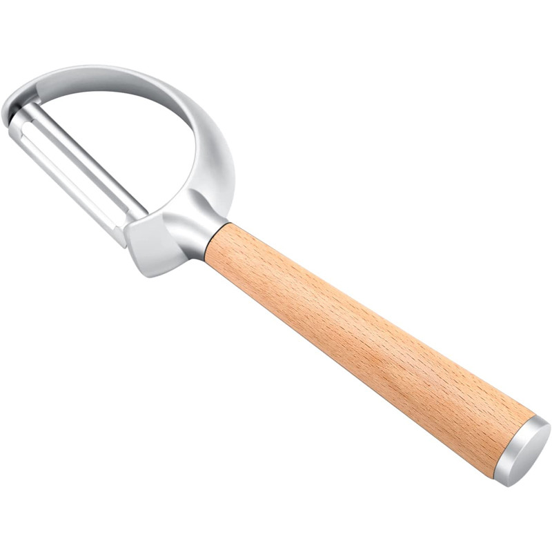 Premium Αποφλοιωτής λαχανικών και φρούτων, ξύλινη λαβή και εξαιρετικά αιχμηρές λεπίδες από ανοξείδωτο χάλυβα - Για λαχανικά, πατάτες, καρότα, μήλα