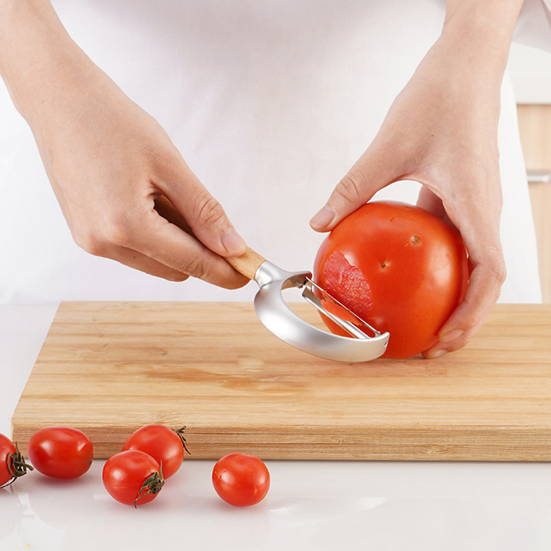 Premium Αποφλοιωτής λαχανικών και φρούτων, ξύλινη λαβή και εξαιρετικά αιχμηρές λεπίδες από ανοξείδωτο χάλυβα - Για λαχανικά, πατάτες, καρότα, μήλα