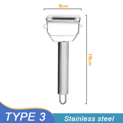Cuțit de curățat din oțel inoxidabil, multifuncțional pentru casă, curățător dublu pentru fructe, legume, tăietor de cartofi, morcovi, răzătoare castraveți, instrument de bucătărie