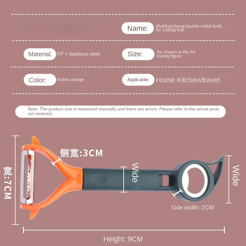 7 az 1-ben Többfunkciós hámozó Konyha Zöldség Gyümölcs Hámozó Kés Palacknyitó Konzerv termékek Kétfejű konyhai kiegészítők