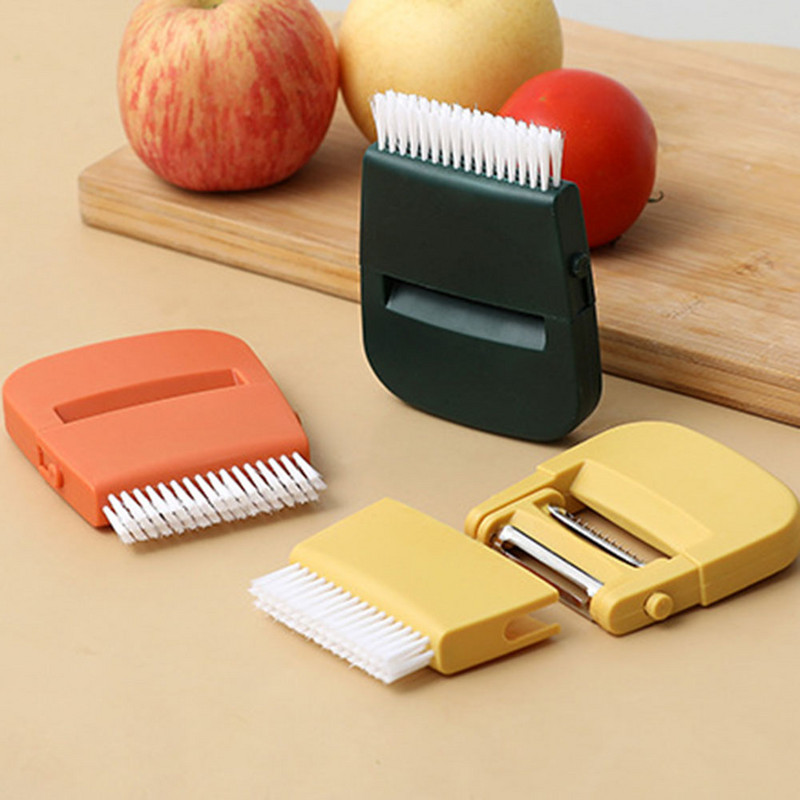 „Trys viename“ daugiafunkcinis daržovių pjaustyklės rankinis skustukas su šepetėliu Daržovės Vaisių pjaustyklė Odos skustuvas trintuvas Virtuvės priedai