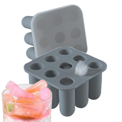 Silikonska posuda za led s poklopcem, dugačka traka, cilindrična posuda za led s rešetkom od 9 kalupa, kalup za izradu leda, boca za vodu, posuda za zamrzavanje