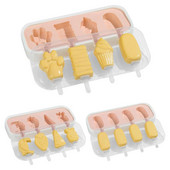 Kalup za led Silikonski kalup za izradu sicle s 4 šupljine Kalupi za višekratnu upotrebu s poklopcem i štapićima za led za DIY Sicles Cakesicles kuhinjski alati