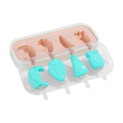 Kalup za led Silikonski kalup za izradu sicle s 4 šupljine Kalupi za višekratnu upotrebu s poklopcem i štapićima za led za DIY Sicles Cakesicles kuhinjski alati