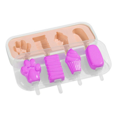 Kalup za led Silikonski kalup za izradu sicle s 4 šupljine Kalupi za višekratnu upotrebu s poklopcem i štapićima za led za DIY Sicles Cakesicles kuhinjski alati