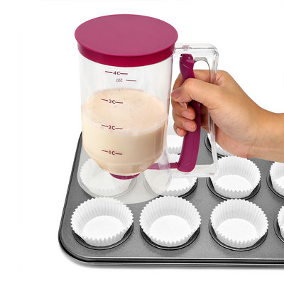 900ML Διανομέας ζύμης κέικ Εργαλείο ψησίματος Cupcake χωνί βαλβίδα δοσομέτρησης ζύμης κούπας μέτρησης Αξεσουάρ εργαλείων κουζίνας Νέο