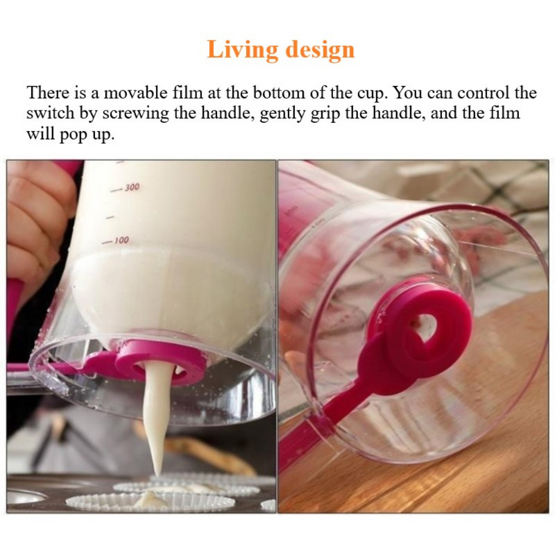 1db 900 ml-es Cupcake Palacsinta tortakrém Tortatészta adagoló Sütési kellékek Készítő Sütőeszközök Tölcsér Speratator Mérőpohár