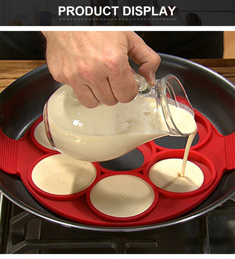 7 lyukú tészta adagoló szilikon forma edény kütyü Konyhai kiegészítők Palacsintasütő Tapadásmentes tűzhely Flip tojás főzőeszköz