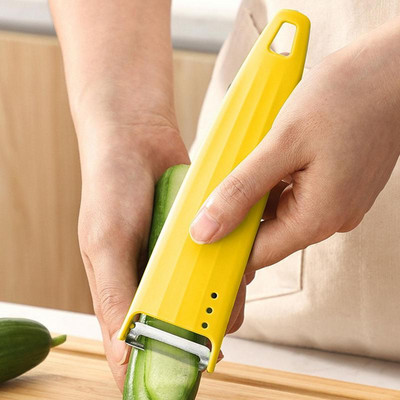 Mașină de curățat legume din oțel inoxidabil Mașină de curățat fructe multifuncțională creativă, de mână, anti-alunecare, design cu orificii suspendate