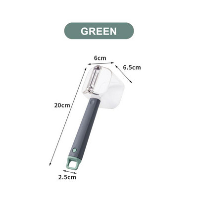 Ühe peaga koorija kvaliteetne materjal Säästke aega Pika käepidemega koorimisnuga Multifunktsionaalne roheline koorimisnuga koos säilituskoorijaga