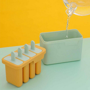 Форма за лед 4-кухини Sicles Molds Домашна Sicle Mold Лесно освобождаване Направете лед за партита Сок от кисело мляко