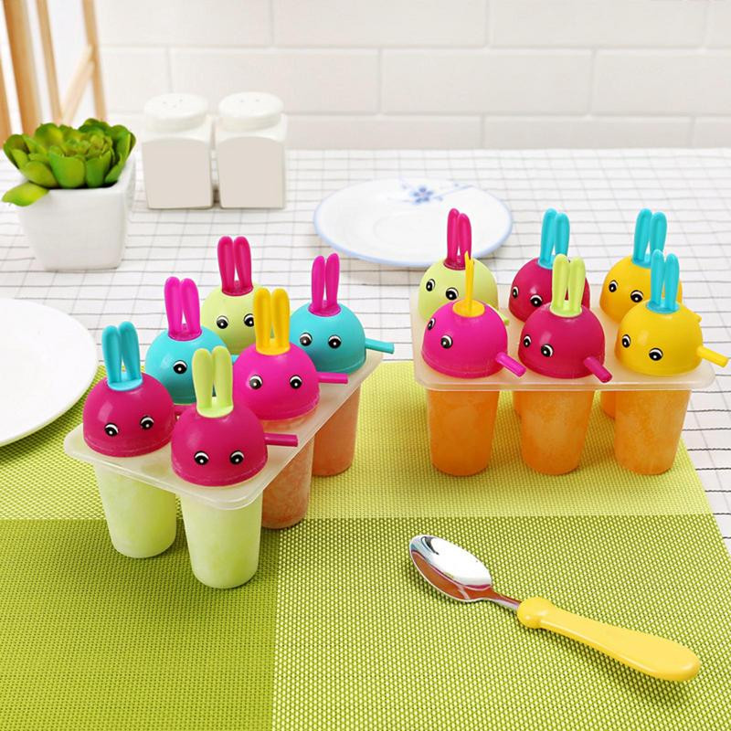 Καλούπια παγωτού Εύκολης απελευθέρωσης Φόρμα παγωτού 6-κοίλων επαναχρησιμοποιήσιμη σπιτική παγοθήκη για DIY σπιτικό παγωτό παγωτό γιαούρτι