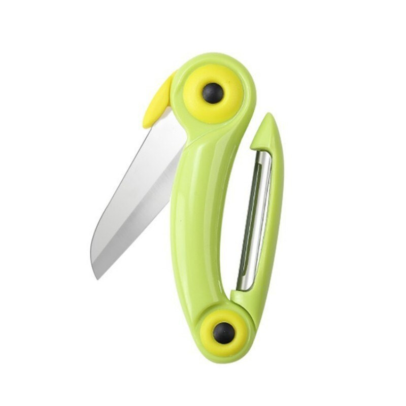 Roostevabast terasest mitmevärviline koomiksilindude kokkupandav puuviljanuga majapidamises kasutatav kaasaskantav roostevabast terasest koorija väike nuga