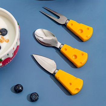 Комплект ножове за сирене Вилица за плодове Домакински прибори за хранене Торта Десертна вилица Сладка домашна кухня Творчески комплекти прибори Нарязан хляб със сирене Торта