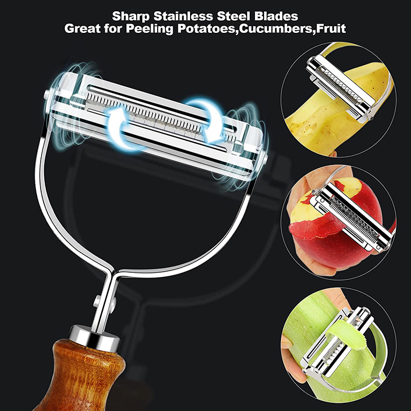 Köögiviljakoorija puidust käepidemega kartulikoorija porgandi riiv kurgi porgandi puuviljalõikur Tippkvaliteediga koorija köögitööriistad