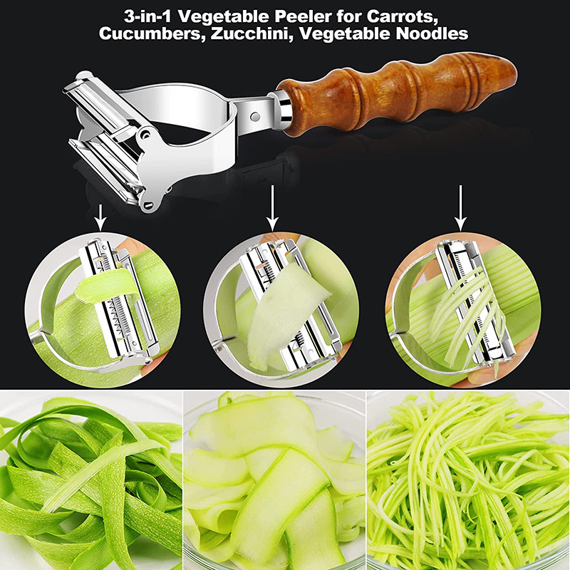 Köögiviljakoorija puidust käepidemega kartulikoorija porgandi riiv kurgi porgandi puuviljalõikur Tippkvaliteediga koorija köögitööriistad