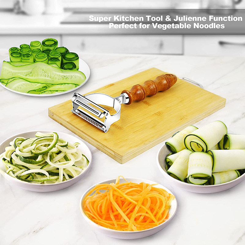 Köögiviljakoorija puidust käepidemega kartulikoorija porgandi riiv kurgi porgandi puuviljalõikur Tippkvaliteediga koorija köögitööriistad