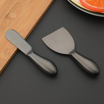 Комплект черни матирани ножове за сирене Висококачествена дръжка от неръждаема стомана Разделител за многократна употреба Нож за сирене Шпатула за масло Резачка за сирене