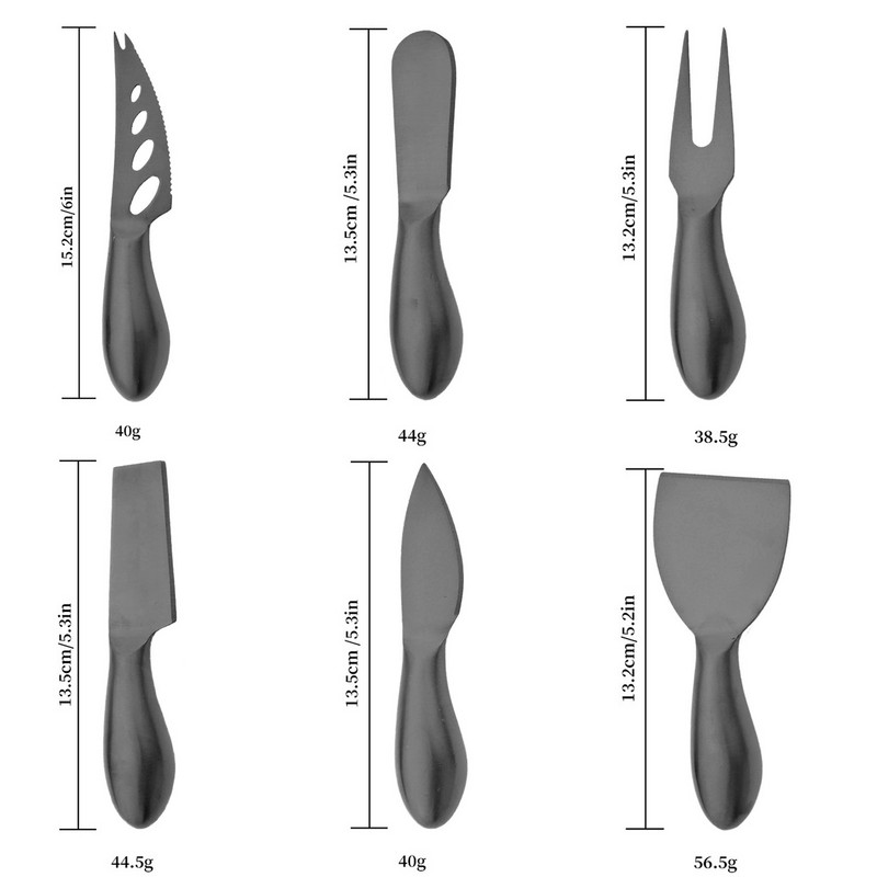 Must matt juustunugade komplekt Kvaliteetne roostevabast terasest käepidemega mitmeotstarbeline jagaja juustunuga või spaatliga juustuviilutaja