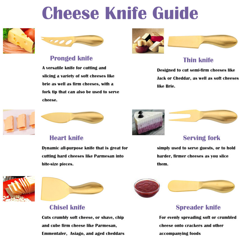 1 buc set de cuțite pentru brânză auriu mat de calitate, mâner din oțel inoxidabil, separator multifuncțional, cuțit pentru brânză, spatulă pentru unt, feliere brânză