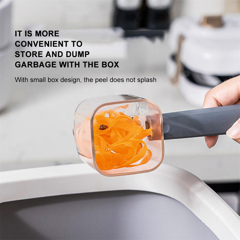 Ühepealine koorija koos hoiustamisköögi vidinatega roostevabast terasest köögiviljade melonite ja puuviljade pika varrega loominguline koorimisnuga