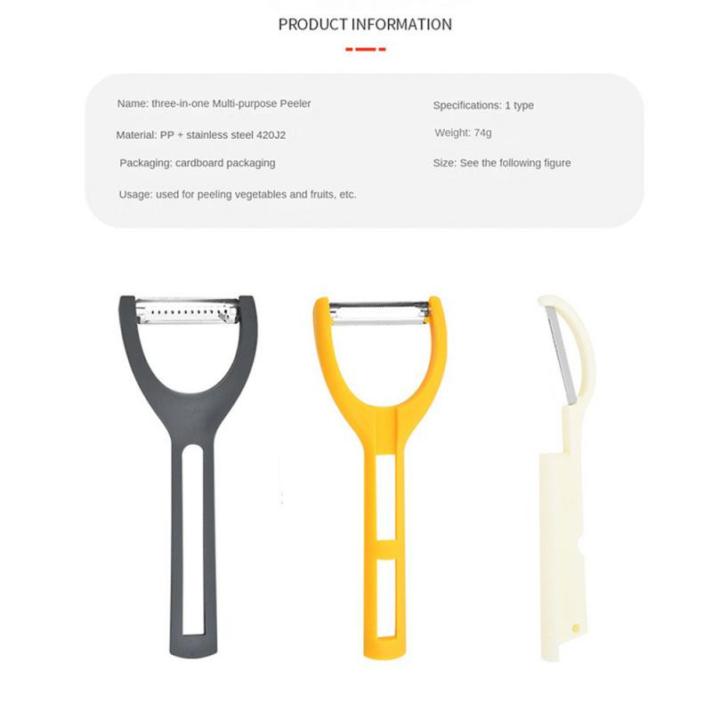 Odvojivi tri-u-jedan ljuštilica ljuštilica iz tri dijela Višenamjenska kombinacija od nehrđajućeg čelika za blanjanje dinja za guljenje povrća