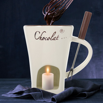 Σετ φοντύ σοκολάτας για βούτυρο πορσελάνινο φοντύ κούπα καφέ ζεστό φλιτζάνι φοντύ σοκολάτα σετ κούπες