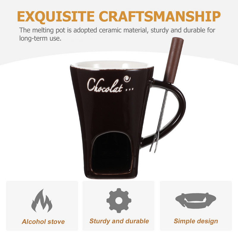Fondue de ciocolată Încălzitor de unt Fondue de porțelan Căni de cafea Încălzitor de ceașcă de fonduă Accesorii de topire a ciocolatei Set căni