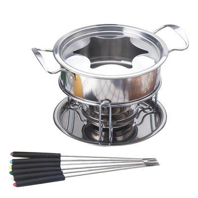 Pot Fondue Chocolate Melting Cheese Tool Σετ διπλό σετ παρασκευής παρασκευαστής προμήθειες συντριβάνι Επιδόρπιο καραμέλα Boiler πιρούνια θερμότερο βούτυρο