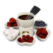 Set de fondue de ciocolată din ceramică în formă de inimă Set de fondue de ciocolată în formă de inimă, fondue de formă rotundă, cadou perfect pentru Ziua Îndrăgostiților