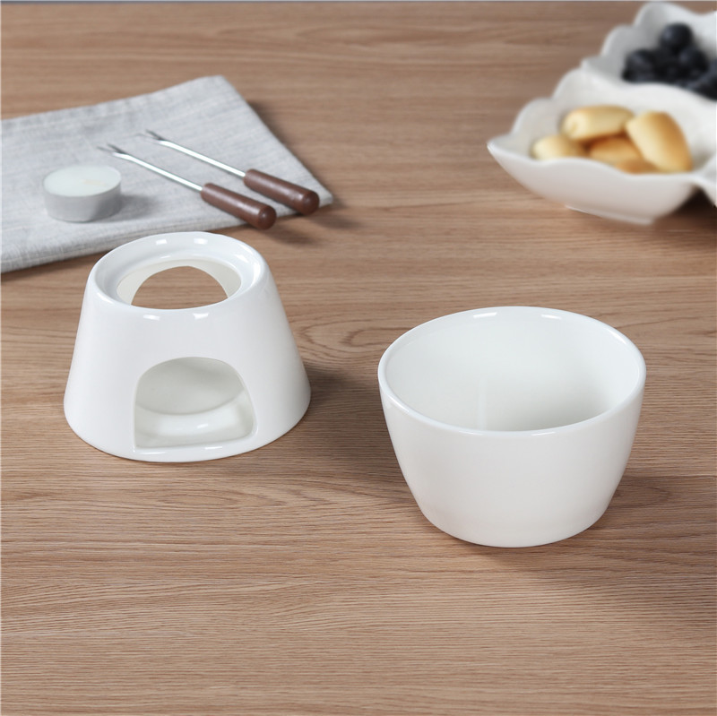 Set de fondue de ciocolată din ceramică în formă de inimă Set de fondue de ciocolată în formă de inimă, fondue de formă rotundă, cadou perfect pentru Ziua Îndrăgostiților