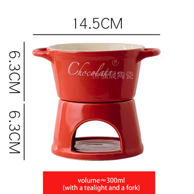 Šokolaadifondüü komplekt keraamiline Hightea Party Serveerimisfondüüpott Mini juustuvõi fondüü kahvliküünlasoojendaja šokolaadipotiga