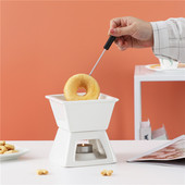 Set Fondue Ciocolată Topitură Ceramică Cana Fondue Ciocolată Bol pentru înghețată Ciocolată Unt Încălzitor de brânză Oală pentru casă DIY Oală fierbinte