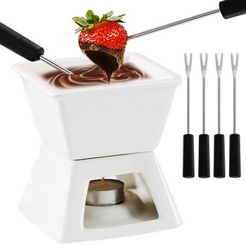 Φοντί Σετ Σοκολάτα Λιώσιμο Κεραμικό Σοκολάτα Φοντύ Κούπα Παγωτό Μπολ Σοκολάτα Βούτυρο Τυρί Ζεστή Κατσαρόλα Σπίτι DIY Hot Pot Cup