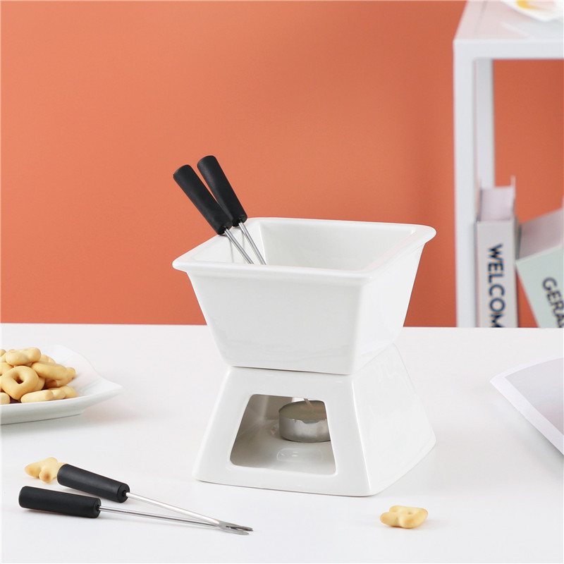 Set Fondue Ciocolată Topitură Ceramică Cana Fondue Ciocolată Bol pentru înghețată Ciocolată Unt Încălzitor de brânză Oală pentru casă DIY Oală fierbinte