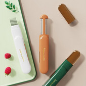 Puuviljakoorija, multifunktsionaalne 2-ühes käeshoitav peadega eemaldaja Kaasaskantav köögiviljakoorimisnuga kartuliviilutaja köögitööriist