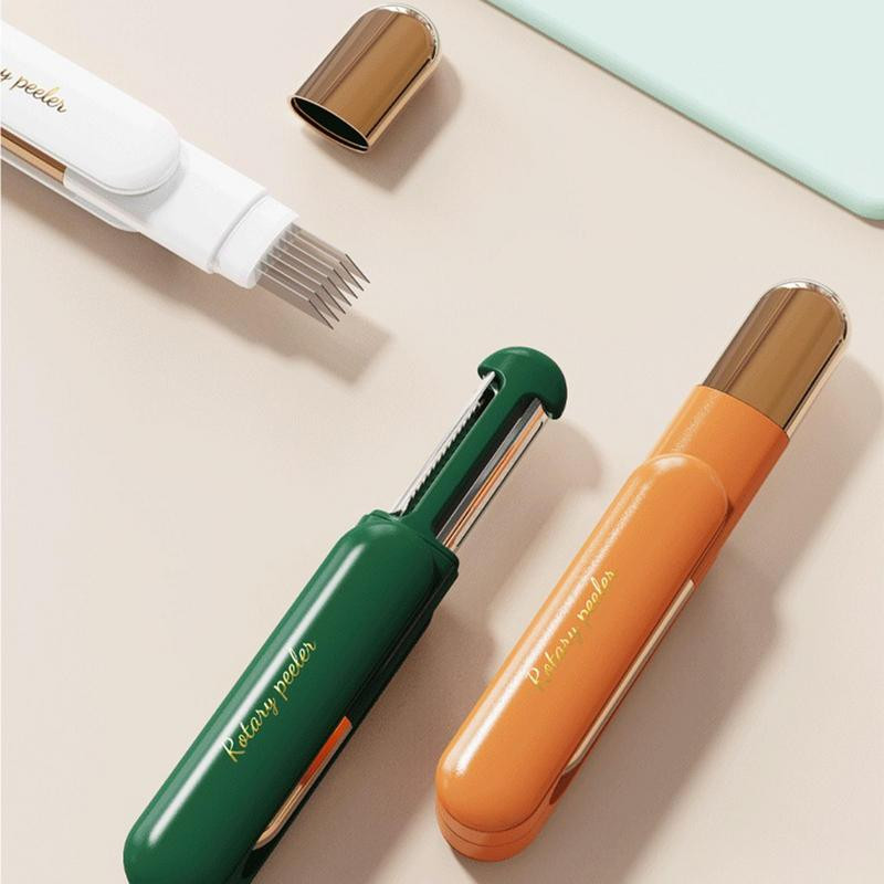 Puuviljakoorija, multifunktsionaalne 2-ühes käeshoitav peadega eemaldaja Kaasaskantav köögiviljakoorimisnuga kartuliviilutaja köögitööriist