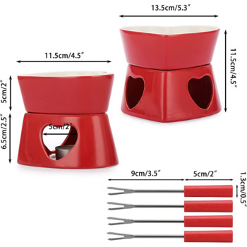 Направи си сам комплект за шоколадово фондю 320 мл керамични нагреватели за масло с 4 вилици, използвани за топене на сирене, шоколадово масло, карамел, сладолед