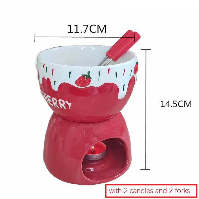 Eemaldatav fondüü valmistamise komplekt Keraamiline sulatuspott šokolaadikastmete jaoks Karamell-juustujäätis koos küünlasoojenduspotiga