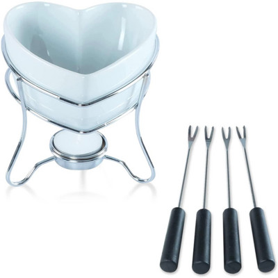 Set de fondue de ciocolată DIY 350-480 ml Încălzitoare de unt din ceramică cu 4 furculițe folosite pentru topirea înghețatei de ciocolată, unt și caramel