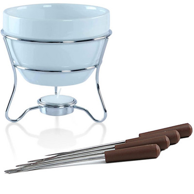 „Pasidaryk pats“ šokoladinio fondiu rinkinys, 350–480 ml keraminiai sviesto šildytuvai su 4 šakutėmis, naudojami sūriui šokolado sviesto karamelės ledams tirpinti