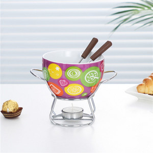 Keraamiline šokolaadifondüü komplekt Puuviljavõi sulatusjuustusegu Tööriistad Portselanist isetehtud fondüü serveerimiskomplekt jäätise suupistete jaoks