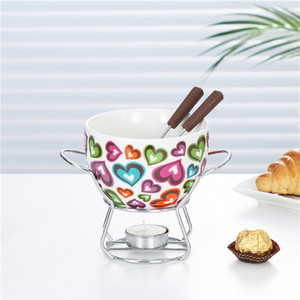 Keraamiline šokolaadifondüü komplekt Puuviljavõi sulatusjuustusegu Tööriistad Portselanist isetehtud fondüü serveerimiskomplekt jäätise suupistete jaoks